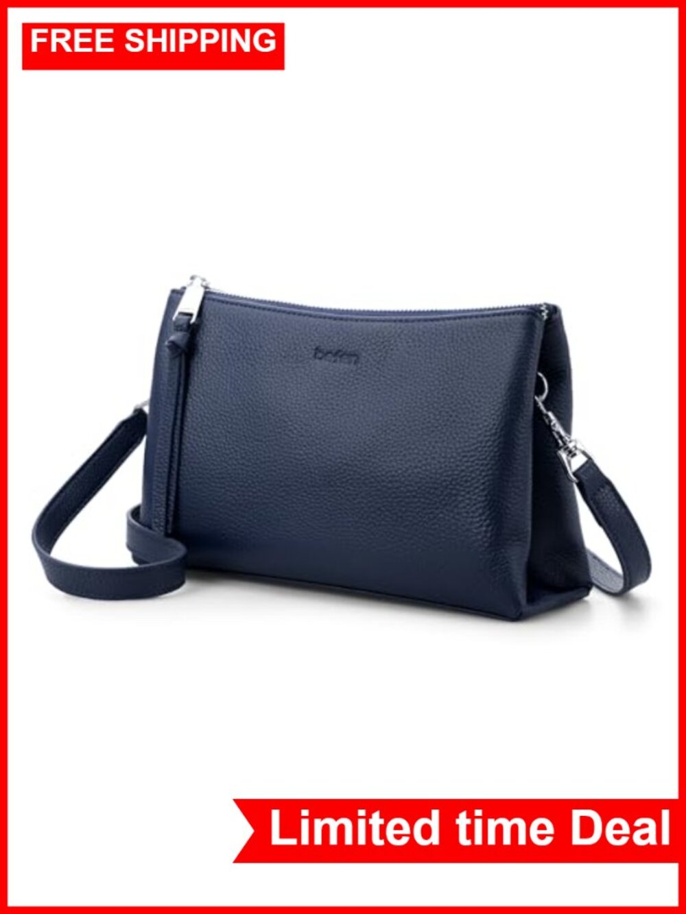 Genuine Leather Crossbody Bag Small RFID Purse Tassel Zipper Satchel